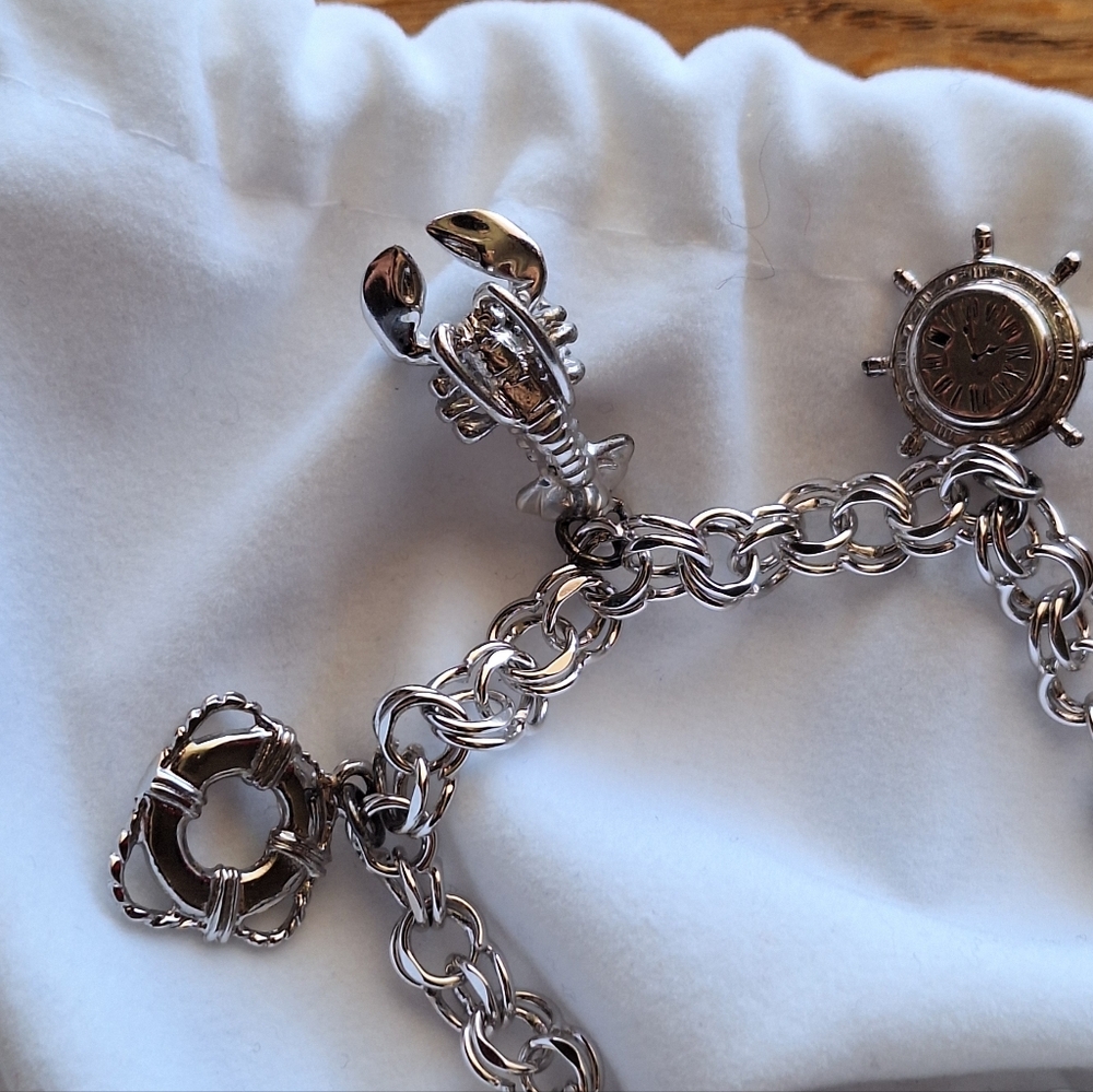 ELCO Nautical Sterling Silver Charm Bracelet 50s-60s - Picture 6 of 12